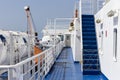 Staircase in a big cruise ship heading to Milos island, Cyclades Royalty Free Stock Photo