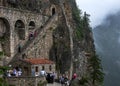 The staircase clinging to the side of a cliff face which leads up to Sumela Monastery near Trabzon on the Black Sea coast Royalty Free Stock Photo