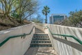 Staircase with concrete half wall and tile risers at San Antonio, Texas