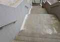 a staircase with concrete sides at a public building. the Royalty Free Stock Photo