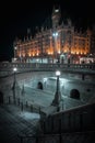 Staircase and Fairmont Chateau Laurier hotel, downtown Ottawa at night, Canada Royalty Free Stock Photo