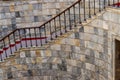 Staircase covered with red carpet in lobby Royalty Free Stock Photo