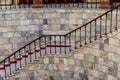 Staircase covered with red carpet in lobby Royalty Free Stock Photo