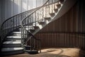 Staircase: Create a set of images that showcase a striking, sculptural staircase. Generative AI Royalty Free Stock Photo