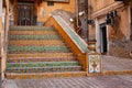 Staircase decorated with typical Sicilian ceramic tiles