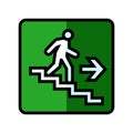 staircase down evacuation emergency color icon vector illustration