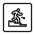 staircase down evacuation emergency line icon vector illustration