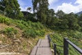 Staircase down hill in tea plantation valley