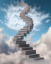 A staircase floating in the sky going up and down at the same time showing the difficulty of climbing up Psychology