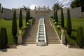 Staircase and fountain at Baha'i Gardens Haifa Royalty Free Stock Photo