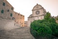 staircase in front of the ÃÂ ibenik`s St James Cathedral , Croatia Royalty Free Stock Photo