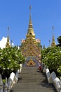 Staircase gold pagoda Royalty Free Stock Photo