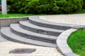 A staircase with granite stone steps in the park. Royalty Free Stock Photo