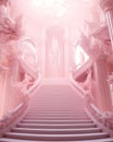 Staircase, hallway inside the castle, pink tone Royalty Free Stock Photo