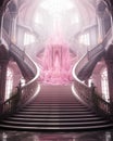 Staircase, hallway inside the castle, pink tone Royalty Free Stock Photo