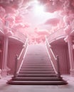 Staircase, hallway inside the castle, pink tone Royalty Free Stock Photo