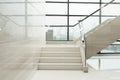 Staircase interior in lobby of hotel with glass window background Royalty Free Stock Photo