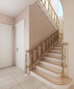 Staircase in the interior of a private house in a classic design Royalty Free Stock Photo