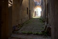 Staircase of an italian castle that leads to a closed gate Royalty Free Stock Photo