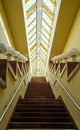 Staircase with lamps under glass ceiling Royalty Free Stock Photo