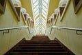 Staircase with lamps under glass ceiling Royalty Free Stock Photo