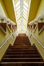 Staircase with lamps under glass ceiling Royalty Free Stock Photo