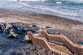 Staircase Leading Down to Stone-Covered South Carlsbad State Beach Royalty Free Stock Photo