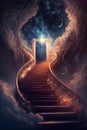 Staircase leading to heaven, 3D render. Fantasy background