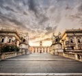 The staircase leading to the Piazza del Campidoglio at dawn, Capitoline hill, Rome, Italy Europe. Royalty Free Stock Photo