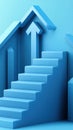 Staircase leading upward with an arrow symbolizing progress and growth, AI