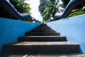 Staircase Naga In Temple Thailand