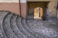 Staircase and narrow street in old swiss village of Morcote in Ticino Royalty Free Stock Photo