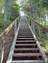 Staircase on the northern slope on Mount Sekirnaya, 19th century. The Holy Ascension skete. The Solovetsky Monastery. Solovki Royalty Free Stock Photo