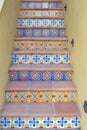 Staircase with ornate tiles risers and steps with tiles in San Francisco, California Royalty Free Stock Photo