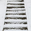 Staircase outdoor covered with snow