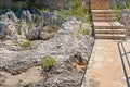 Staircase on the rocky beach in Istria Royalty Free Stock Photo