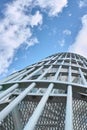 Staircase, sky and clouds for building outdoor in summer for modern design and art for architecture. Spiral, tall and Royalty Free Stock Photo