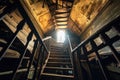 staircase spiraling inside a historic lighthouse tower Royalty Free Stock Photo