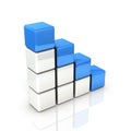 A staircase stage composed of blocks. Rendering with 3DCG software.