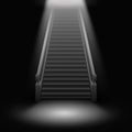 A staircase with steps leading up to the light on a black background. Vector 3D illustration. Royalty Free Stock Photo