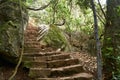 Staircase stone to peak of mountain