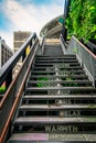 Staircase to Funan Mall Roof Top Garden, Singapore. Royalty Free Stock Photo