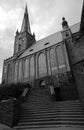 Staircase to gothic cathedral church