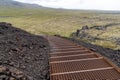 Staircase to hike up Saxholl Crater, very steep. Snaefellsness Iceland