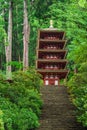 Staircase to historical pagoda, Muroji Temple, Nara, Japan