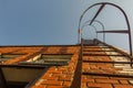 The staircase to the roof of the old red brick building Royalty Free Stock Photo