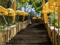 The Staircase with umbrellas in Garuda Wisnu Kencana Cultural Park, Bali Indonesia Royalty Free Stock Photo