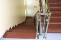 Stairs. Abstract steps. Stairs in the city. Granite stairs. metal handles with glass.