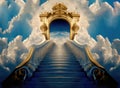 Stairs with access to the gateway to the Kingdom of Heaven Salvation and Victory through Jesus Christ Generative AI Illustration