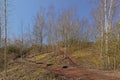 Staircase up Terril de l`Heribus hill in Mons, Wallonia